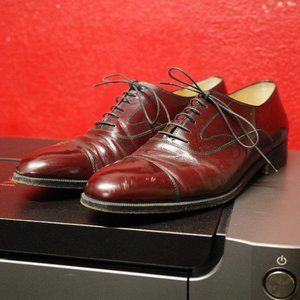Salvatore Ferragamo Captoe Oxford Burgundy Dress Shoes - Men's Size 11.5D